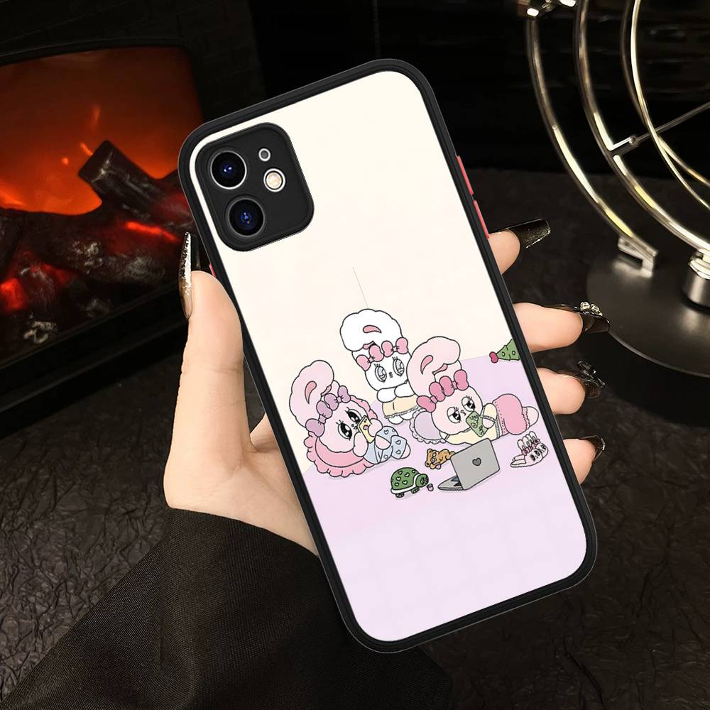 

Cute Cartoon Esthers Bunny For IPhone 15 16 Pro Max 11 12 13 14 XS XR X Plus 16E Matte Translucent Phone Cover iphone 13pro max