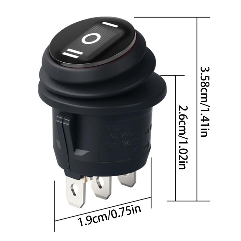 Water Resistant Round Rocker Switches 3 Pin 3 Position Industrial Control Switches Suitable for Industrial Control panel 