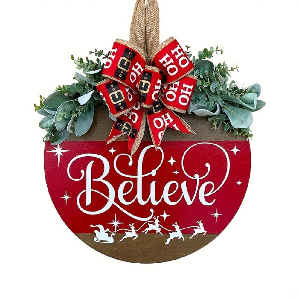 

Рождественская деревянная карточка Деревянная табличка на дверь Износостойкая Защита окружающей среды Рождественские украшения Деревянный венок Приветственная табличка