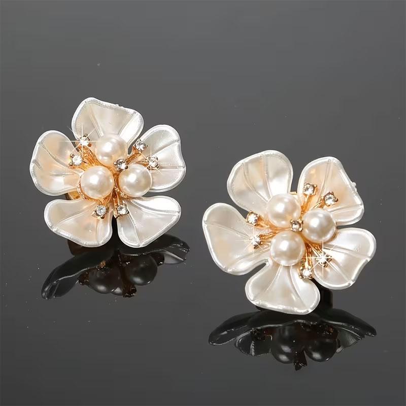 Luxury Imitation Shell Pearl Flower Shirt Sleeve Button Elegant Copper Cufflinks Button Cover Accessories for Women and Men
