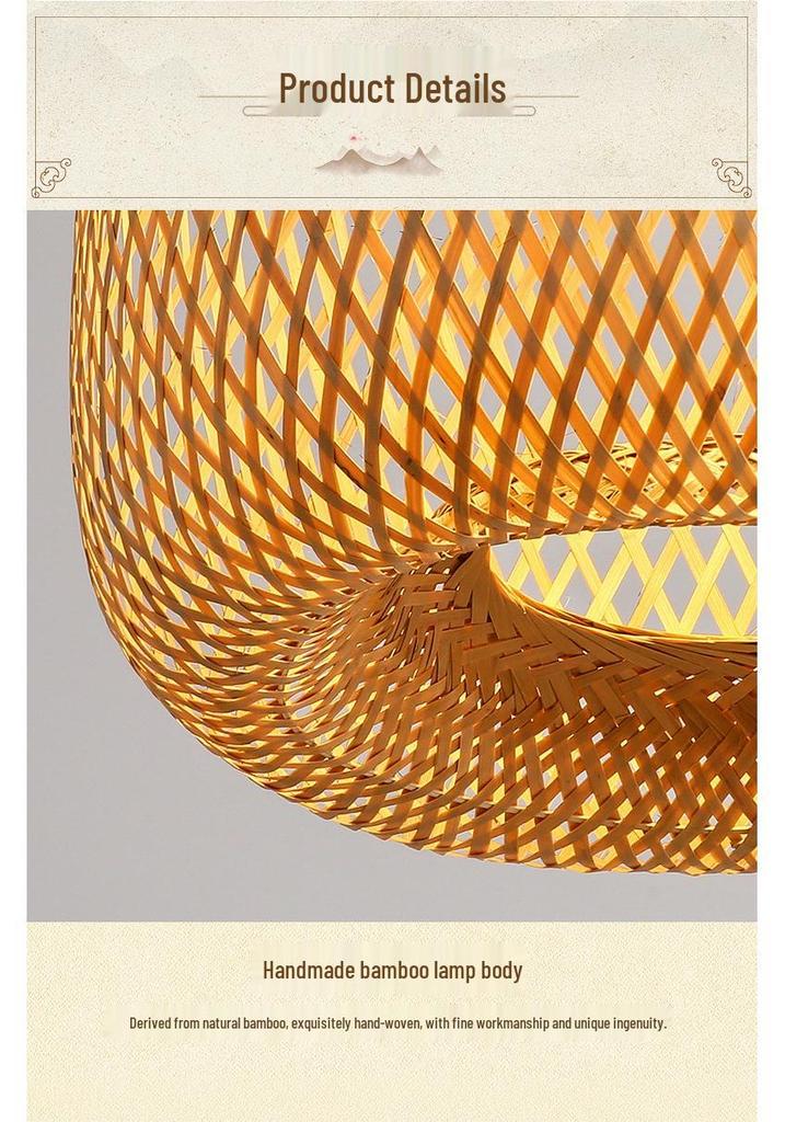 Bamboo Zen Pendant Light: Artistic Bamboo Weave Lantern for Tea Rooms and Tables