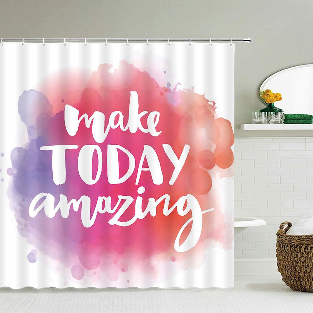 

Happy Valentines Day Shower Curtains Bathroom Curtain Rose Love Kiss Red lips Romantic Decor Shower Bath Waterproof Fabric W90xH180cm