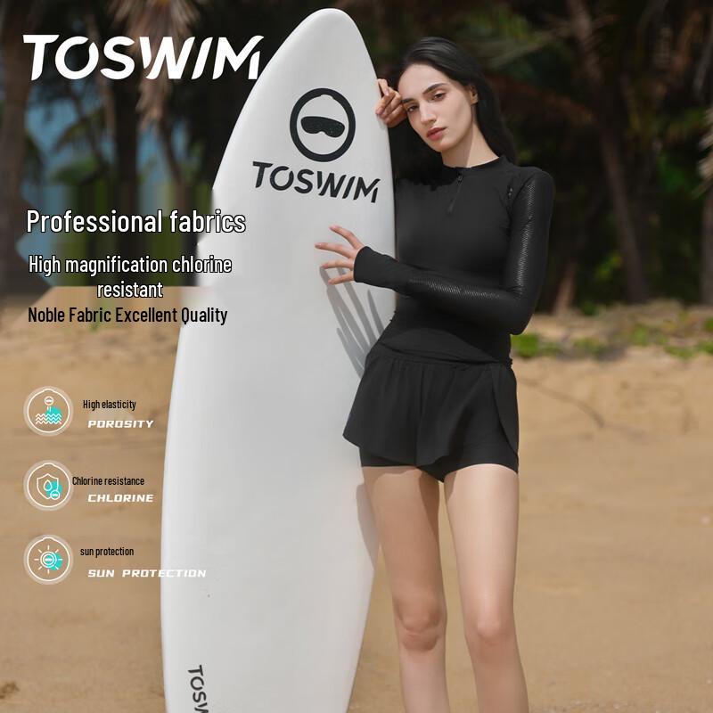 Женский слитный купальник TOSWIM с длинным рукавом и защитой от солнца, с разрезом L
