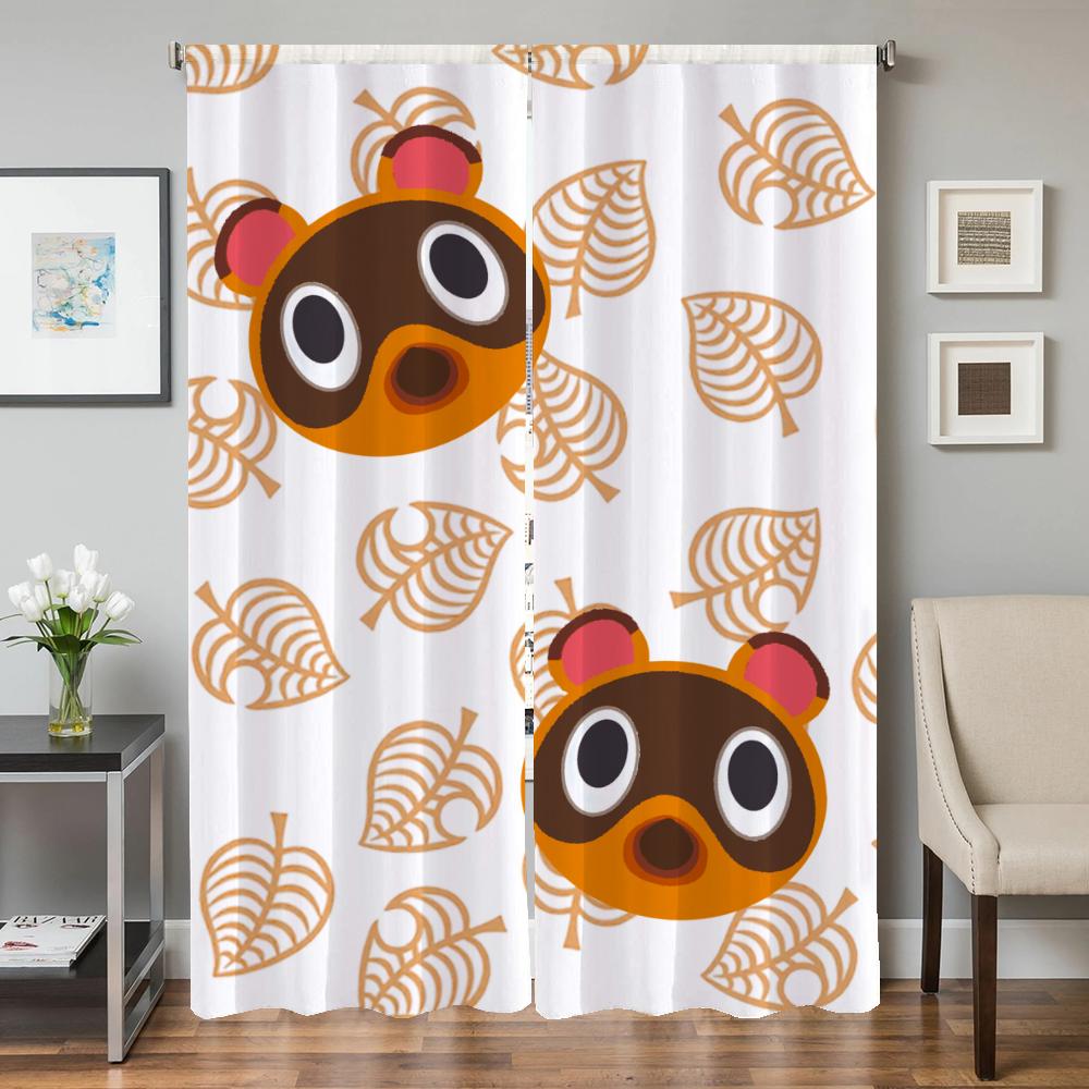 Window Kitchen Curtains for Living Room 2 Pieces Blackout Curtains Door Curtain Animal Crossing Partition Bedroom Decoration