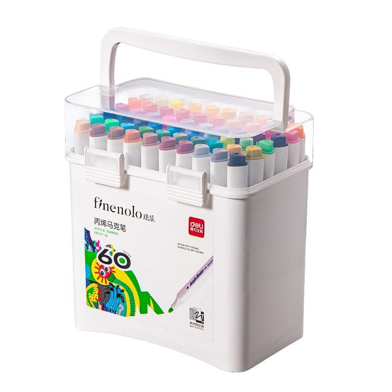 Deli Double-Headed Acrylic Marker Pen: Soft, Non-Toxic Brush for Primary School Art, Stackable & Opaque