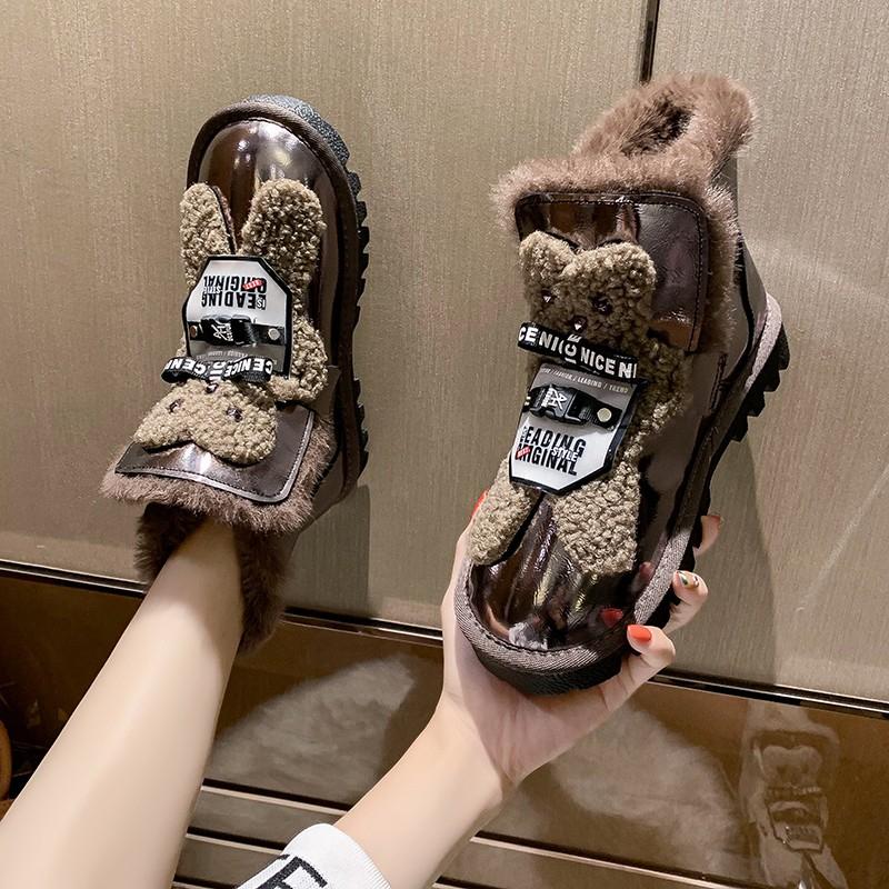 Women's Fashion Flat Snow Boots Winter New Round Head Thick Sole Anti-slip Wear-resistant Short Cotton Boots