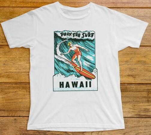 

Pray For Surf Hawaii T Shirt 921 Ocean Surfing 1960s Beach North Shore Oahu Maui 3XL