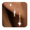 14K Real Gold Huggie Hoop Earrings Set for Women Hypoallergenic Cartilage Earring Multiple Piercing Trendy Jewelry 3pcs or Pairs