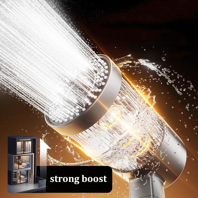Five-speed Filter Super-pressurized Shower Head Handheld Hollow Large Water Outlet Bathroom Shower Head Set