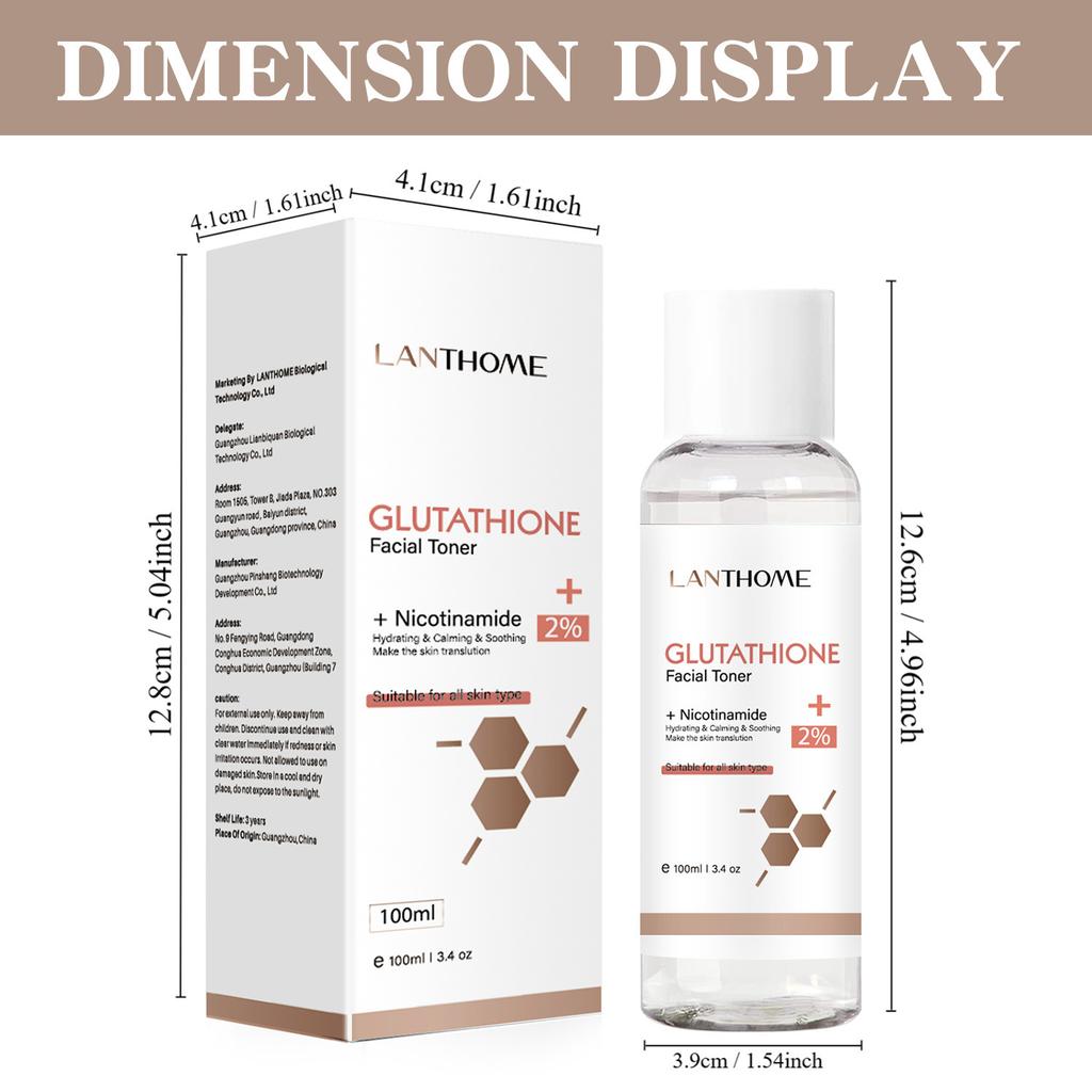 LANTHOME Glutathione Toner Gentle Hydrating Facial Toner for Softening Skin, Brightening Essence Water
