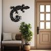 Modern Laser Cut Metal Wall Art Gecko Lizard Decor Tropical Animal Garden Sculpture Geometric Home Hanging