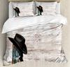 Western Cowboy King Queen Duvet Cover Black Shotgun Bedding Set For Kids Teens Adults Exotic Retro Style 2/3Pcs Soft Quilt Cover