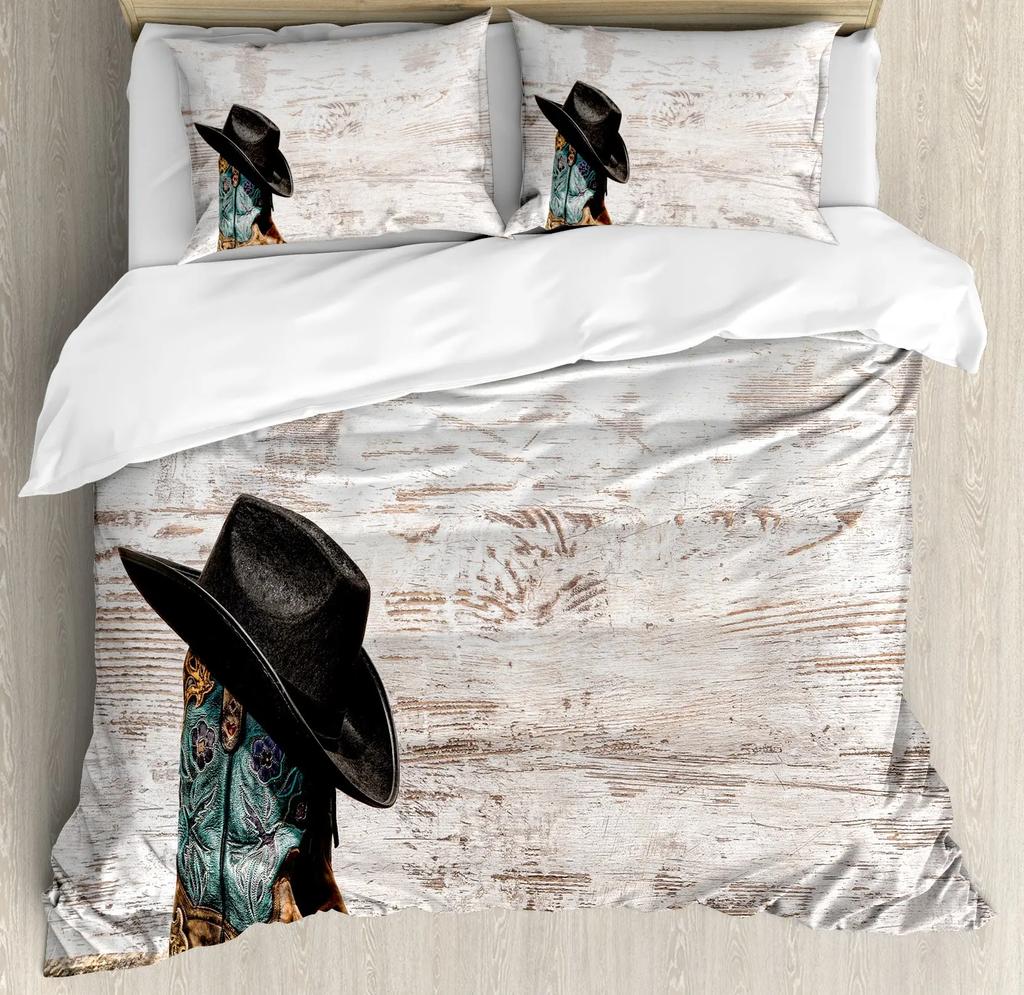 Western Cowboy King Queen Duvet Cover Black Shotgun Bedding Set For Kids Teens Adults Exotic Retro Style 2/3Pcs Soft Quilt Cover