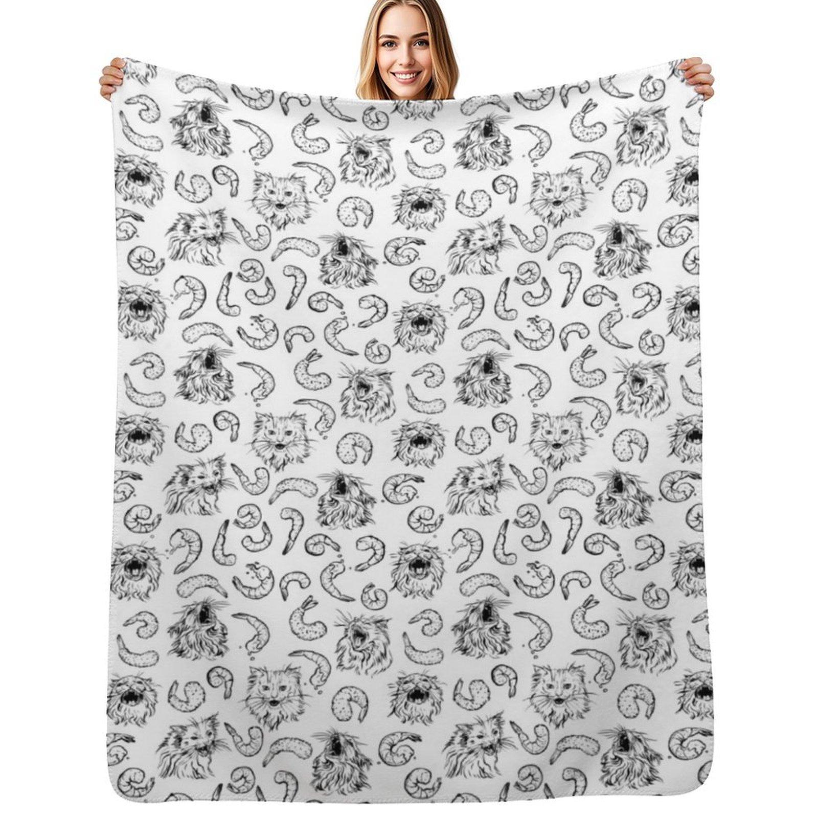 Shrimpy Dreamz, Thurston the Cat Pattern Throw Blanket Stain Resistant Cozy Warm Blanket 75X95CM