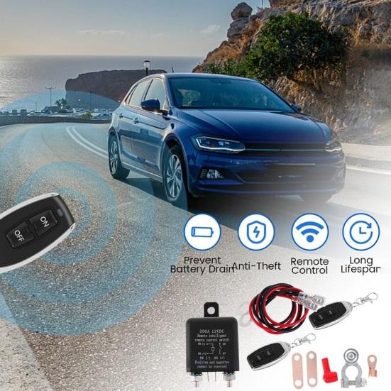 Automotive Relay Wireless Remote Control 200A 12V Battery Disconnect Switch with Waterproof Shell Copper Terminals
