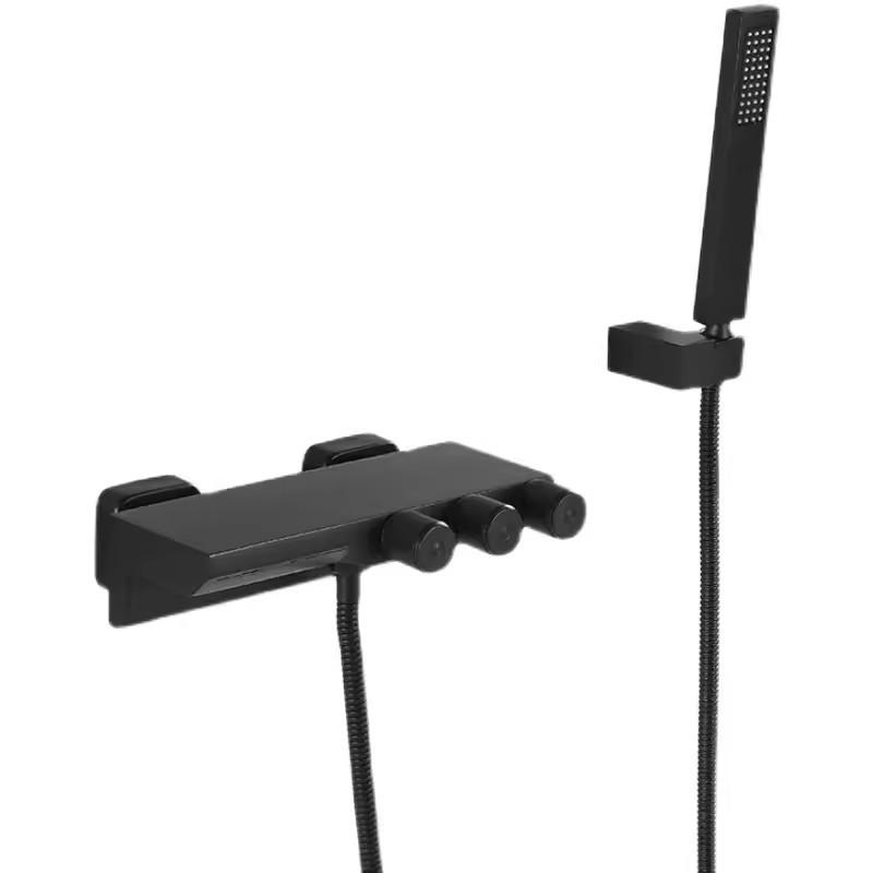 Tuqiu Set Doccia Vasca da Bagno Grigio Montaggio a Parete Rubinetto per Vasca da Bagno Oro Spazzolato Miscelatore per Vasca e Doccia a Cascata per Bagno Ottone Nuovo