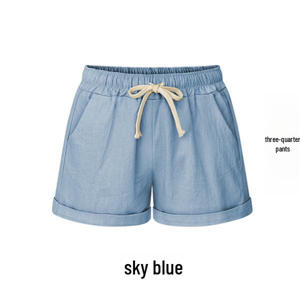 Women's Plus Size Summer Cotton Harem Shorts - Loose, Wide-Leg Three-Quarter Pants