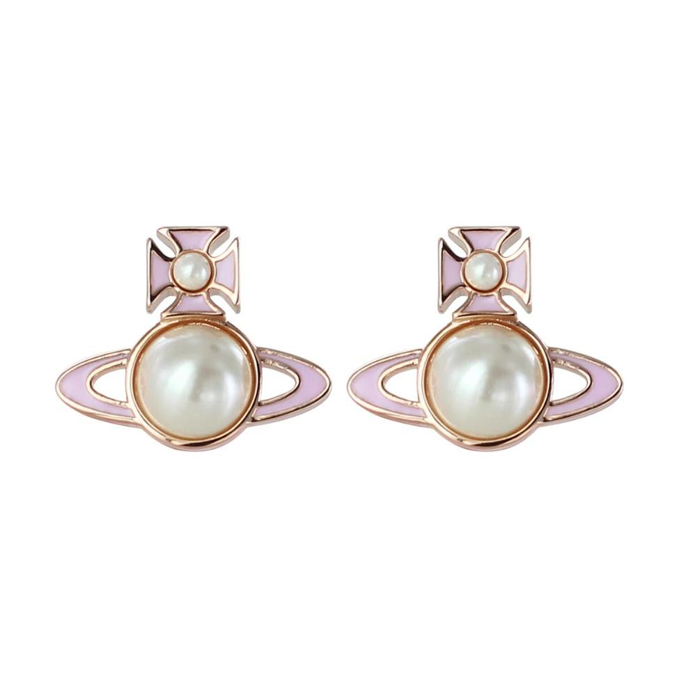 Vivienne Westwood Tillya Inlaid Design Brass Earrings Women earrings Pink 6201035W-02G168 Basic Packaging-Dust Bag+Box