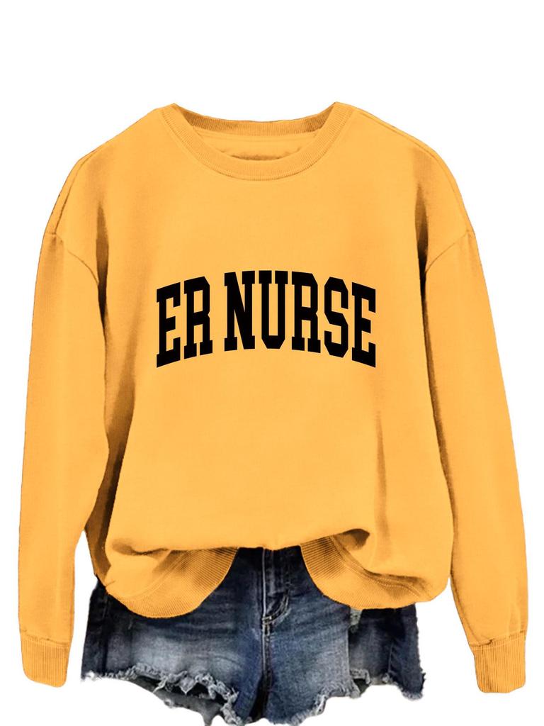 Spring-Fall ER Nurse Hoodie - Casual Round Neck Top