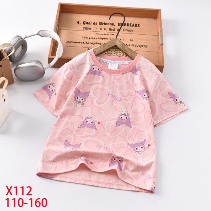 Girls Summer Cartoon Print Short Sleeve T Shirt Cute Kids Top 90