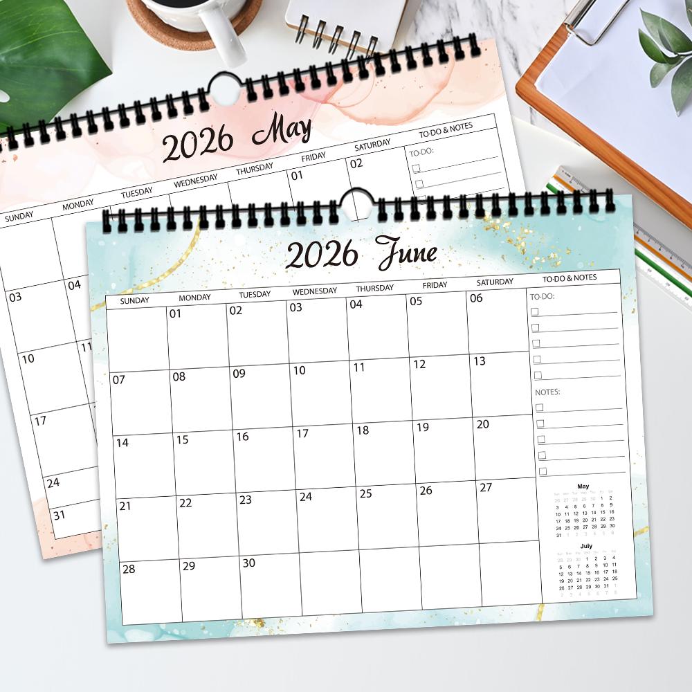 1pc 2026 Wall Calendar, Simple Watercolor Design, 12-Month Monthly Planner, Perfect Gift for Birthdays, Christmas, New Year