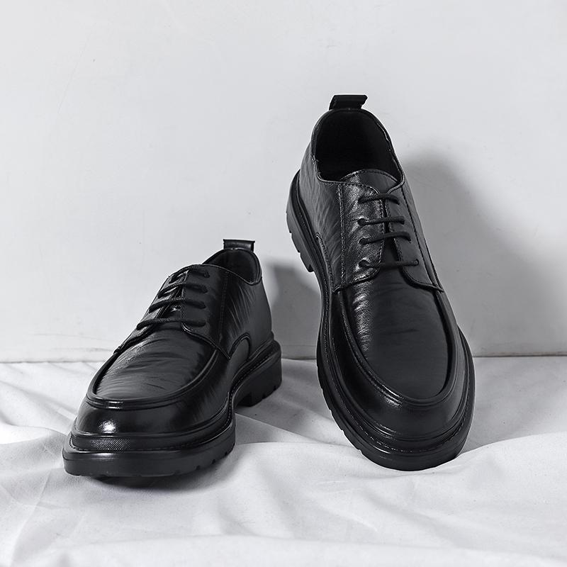 Derby Men Shoes PU Solid Color Low Heel Lace Up Classic Business Formal Banquet Men Shoes Large Size 38-48