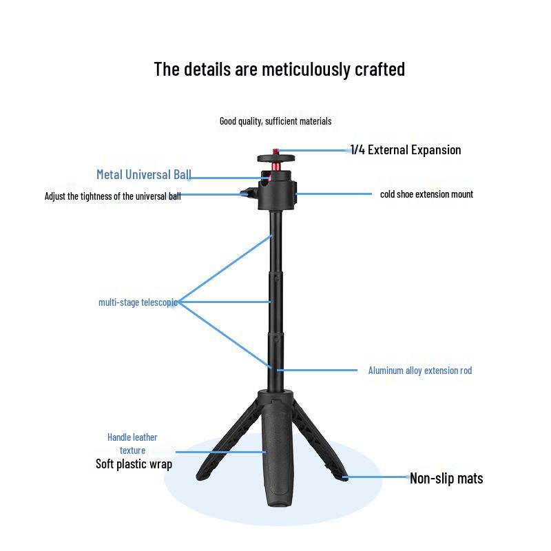 DJI-Compatible Selfie Stick Tripod Extension with Camera Bracket for Handheld Sports and Poc Devices