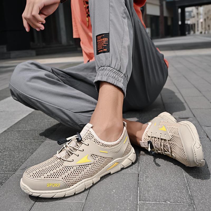 New Mesh Shoes Men's Summer Breathable Men's Shoes Hollow Mesh Wading Quick-Drying Lightweight Sports Leisure Mesh Shoes