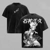 Maglietta Anime Senku Ishigami Y2k Vintage Lavata Oversize Top Abbigliamento Uomo Maglietta in Cotone