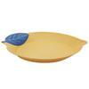 Bamboo Melamine Figural Lemon Serve Platter Snack Dessert Serving Tray Kitchen Party Entertaining Accessory Blue Leaf Design