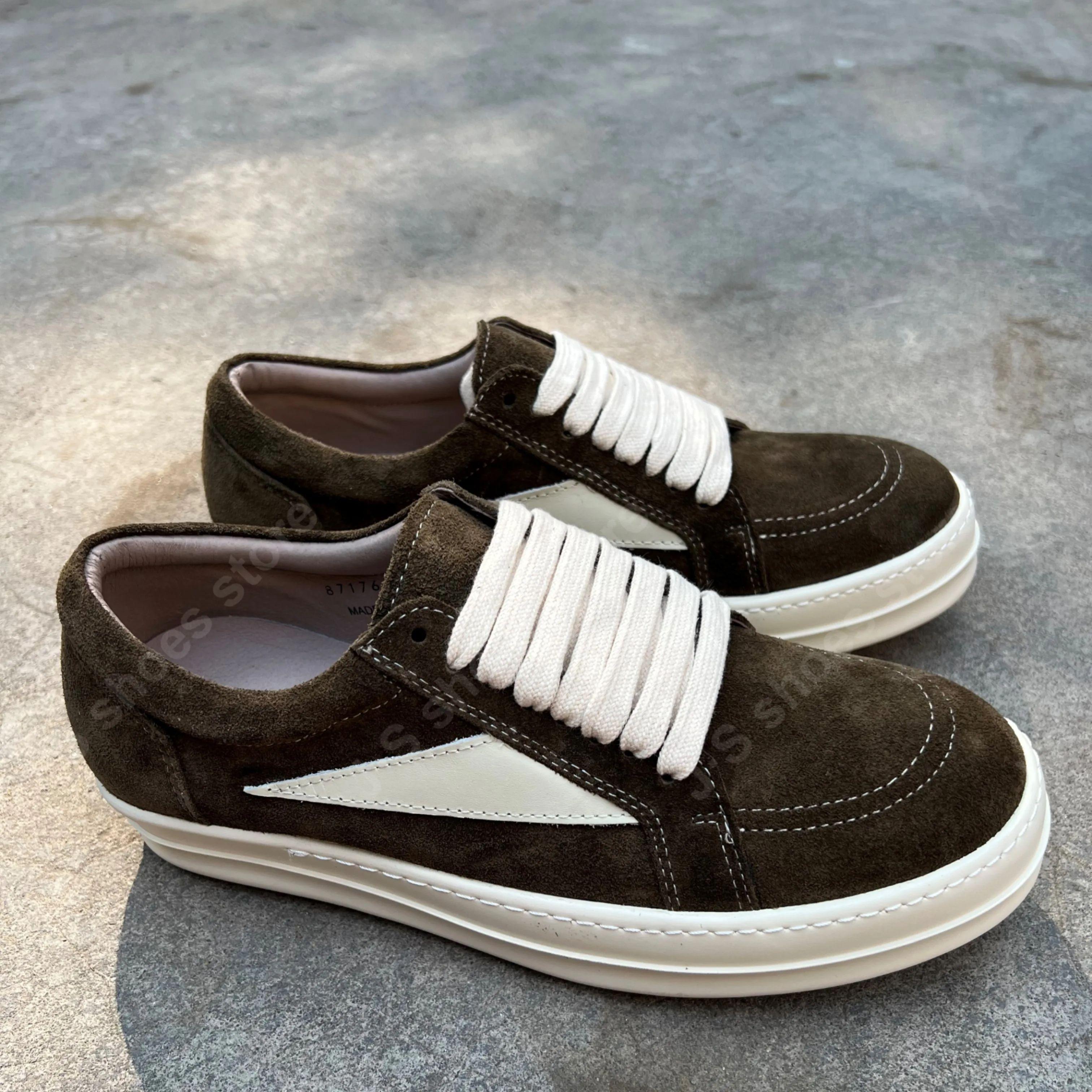 

R-o Genious Brown Suede With White Leather Low Top Shoe High Quality Men Sneaker Lace Up Women Sneakers Casual Shoes 48 коричневый