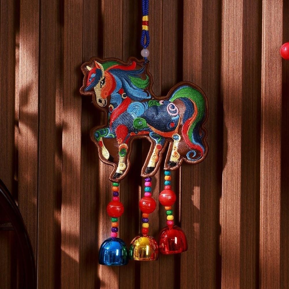 Embroidered Spring Festival Bell Pendant Horse Wind Chimes Decoration Festive Accessory