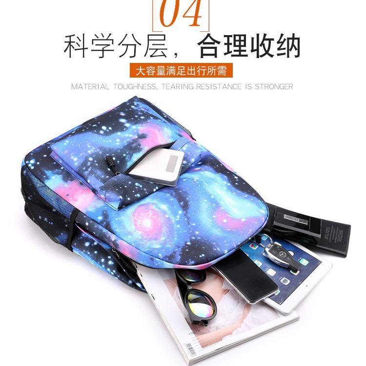 Peripheral Printed Schoolbag 3-Piece Pencil Case Shoulder Bag Backpack
