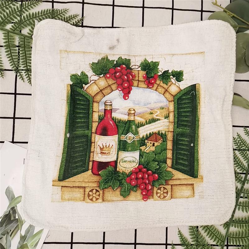 1Pc Small 20x20cm Square Cotton Terry Printed Towel European American Pastoral Flowers Absorbent Kitchen Dishcloth
