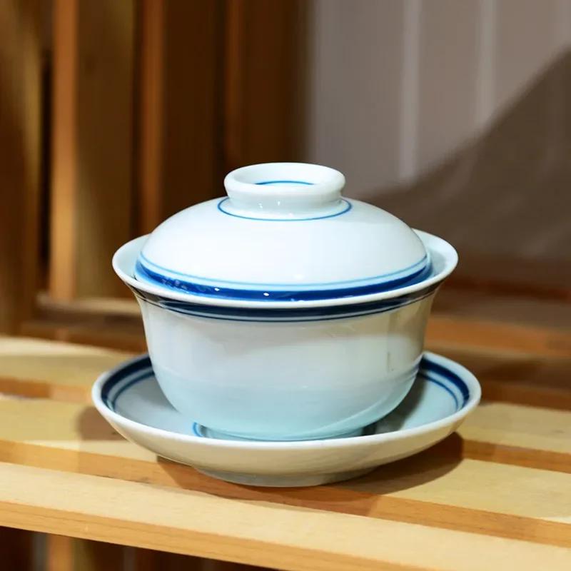 

Jingdezhen Blue and White Porcelain Gaiwan Handmade Ceramic Teacup Travel Tea Bowl Chinese Teaware Drinkware Personal Cup 200ml 11.6x8.4cm 200ml