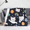 interesting cat astronaut Printed Blanket for Sofa Bed Travel Camping Living Room Office Conditioning Blanket