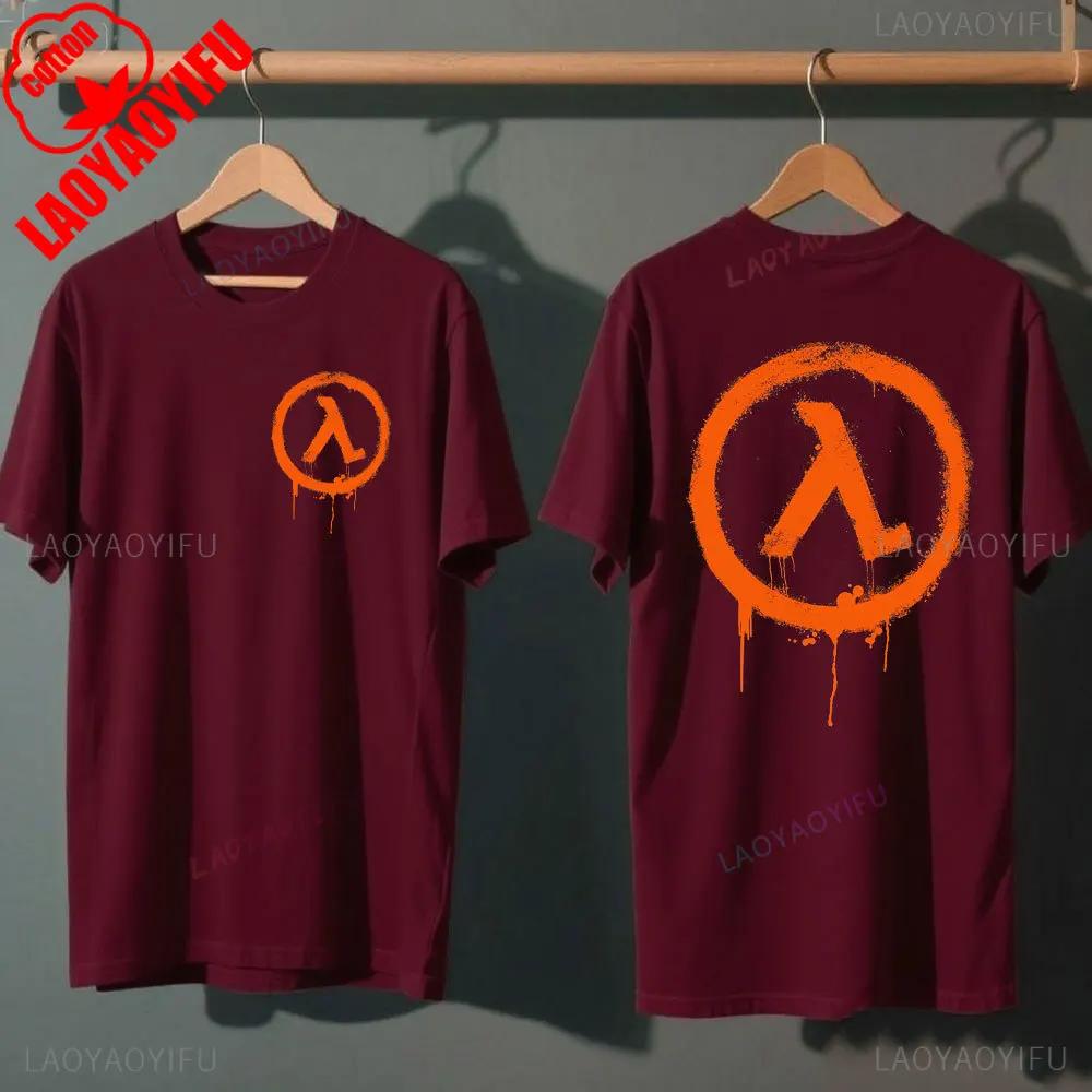 Half Life Classics Logo Lambda in Tops & Tees Cotton T-shirt Vintage Unisex Clothing Graphic T Shirts Streetwear Shirts