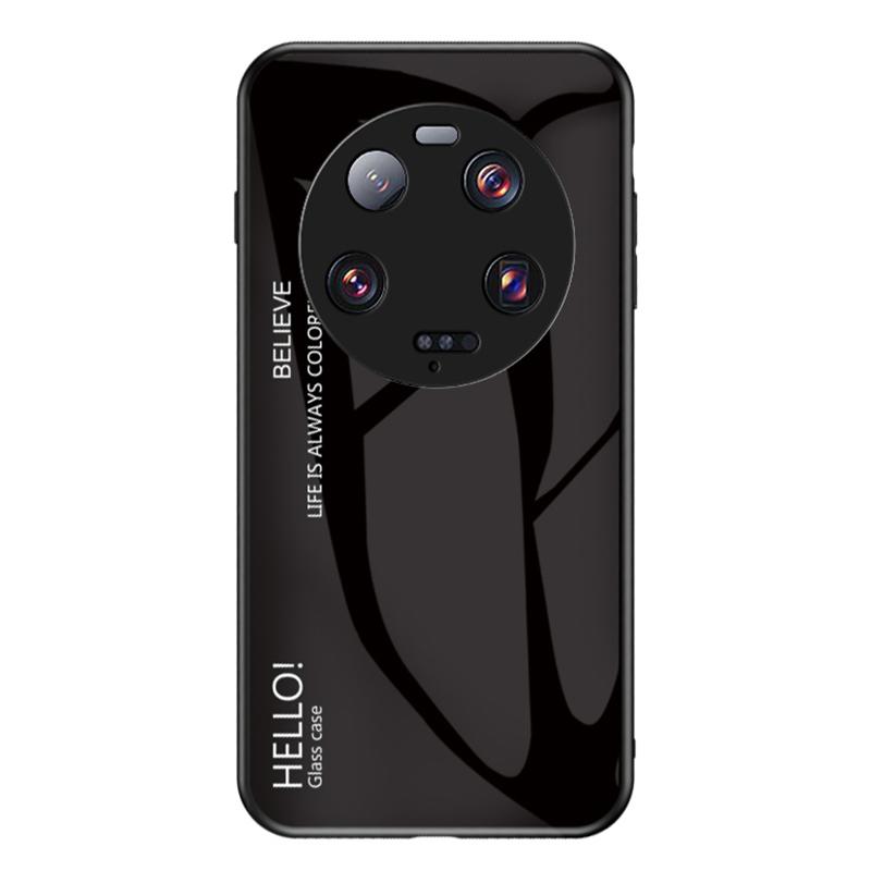 

For Xiaomi 13 Ultra Gradient Tempered Glass Phone Case PC+TPU Anti-Scratch Cover Black