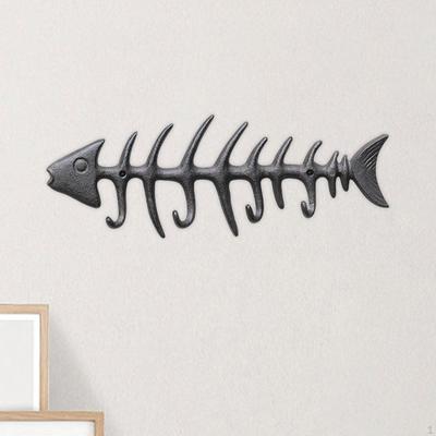 Portasciugamani Appendiabiti Ornamento a Forma di Lisca di Pesce Metallo Portaoggetti Gancio Organizzatore per Cappotti per Prato