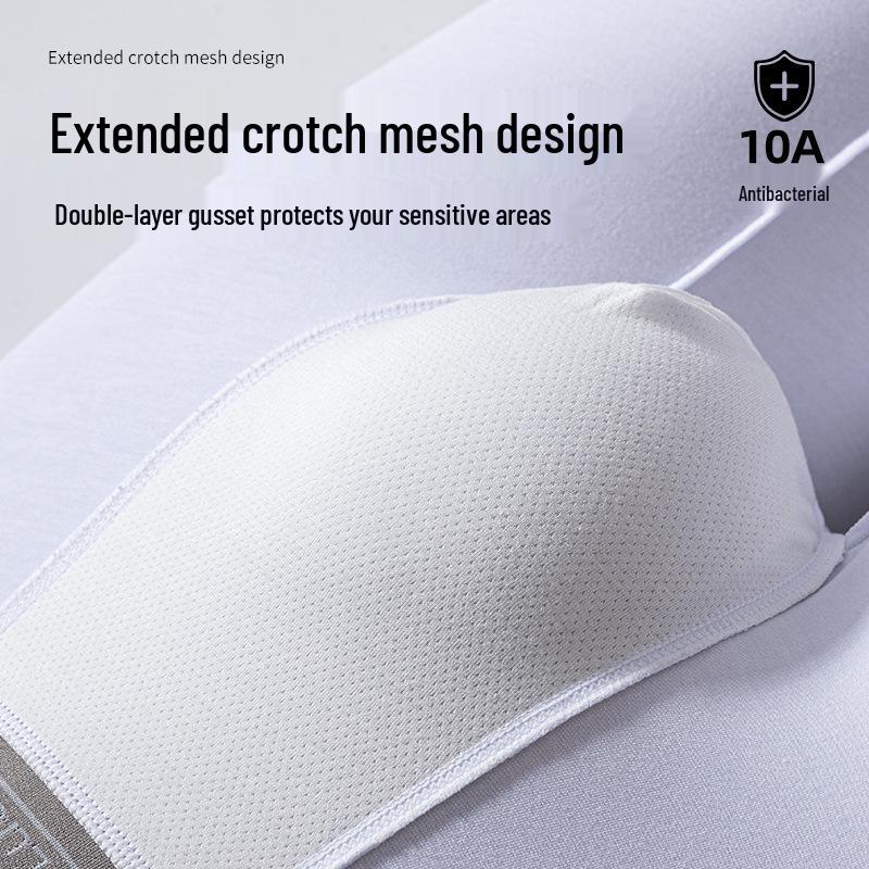 Men's Seamless Mid-Waist Modal Boxer Briefs: Extended Length, Anti-Chafe, Anti-Slip, Antibacterial.