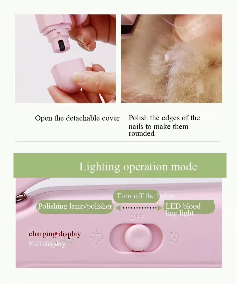 2-in-1 Dog & Cat Stainless Steel & ABS Nail Clippers Trimmers with Quick Sensor Safety Guard USB Rechargeable LED Light