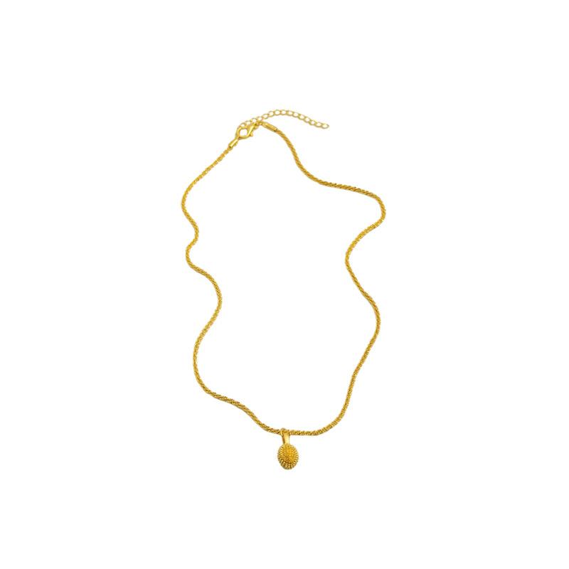 Vietnam Sand Gold Durian Pendant Necklace, Niche Fashion Geometric Oval Activity Gift Necklace Women