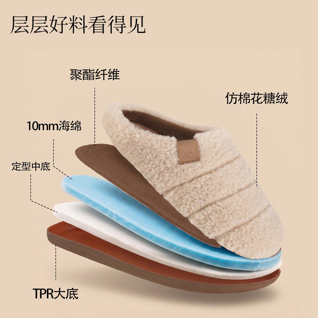 Cotton slippers women's autumn and winter new home warmth lamb wool non-slip, silent and light indoor cotton mop men