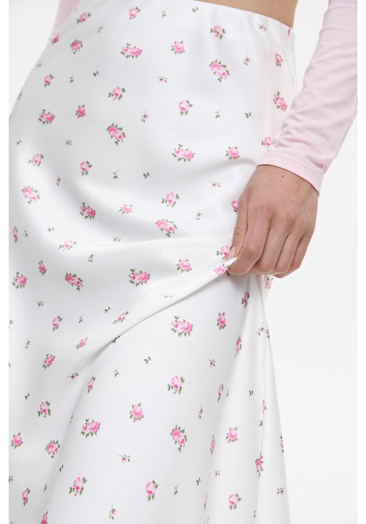 2025 Spring/Summer Floral Satin High-Waisted Midi Skirt