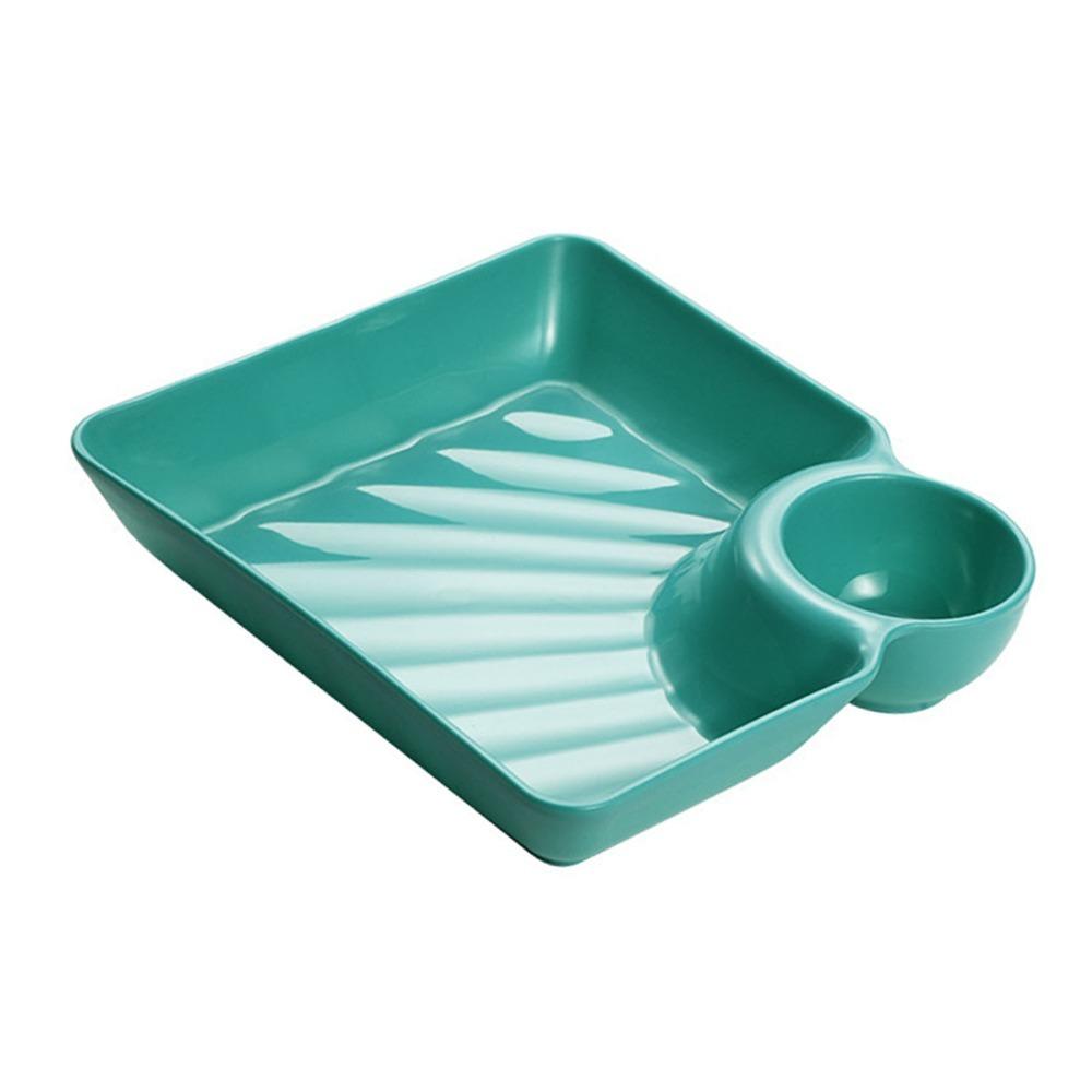 4Pcs Lightweight Divided  Tray Compartment Design Sauce  Plate Dinner Plate  Kitchen Daily Use