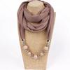 Scarf Necklace Ethnic Chiffon Solid Tassel Gorgeous Beaded Pendants Jewelry Necklace Scarf Fashion Accessories