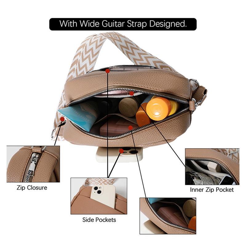 Genuine Leather Women's Crossbody Luxury Branded Soft Cowhide Shoulder Bag Simple Crossbody Purse Wallet Fashi Girls Tote Bag