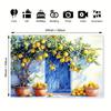 2D flat 1 piece lemon sunshine courtyard print party banner - Bright lemon tree and blue door design