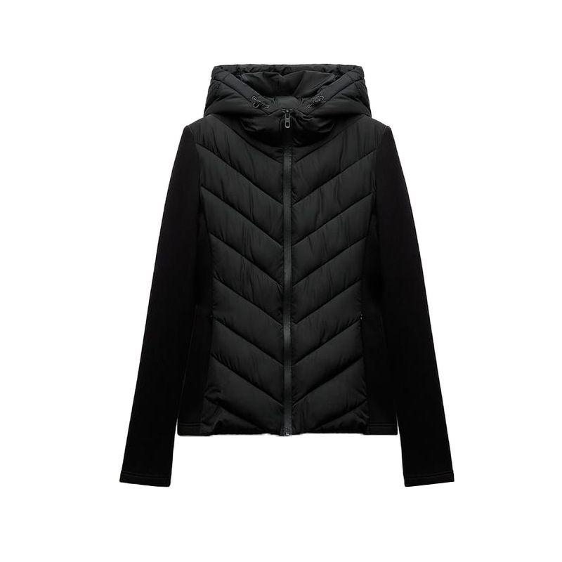 

Spring New Women s Clothing Silm Long Sleeves Hooded Patchwork Cotton Jacket Short Coat 8073205 80727 Black M