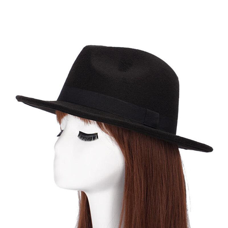 ZHENYUEQI Unisex Autumn/Winter Wide-Brim Felt Fedora Hat